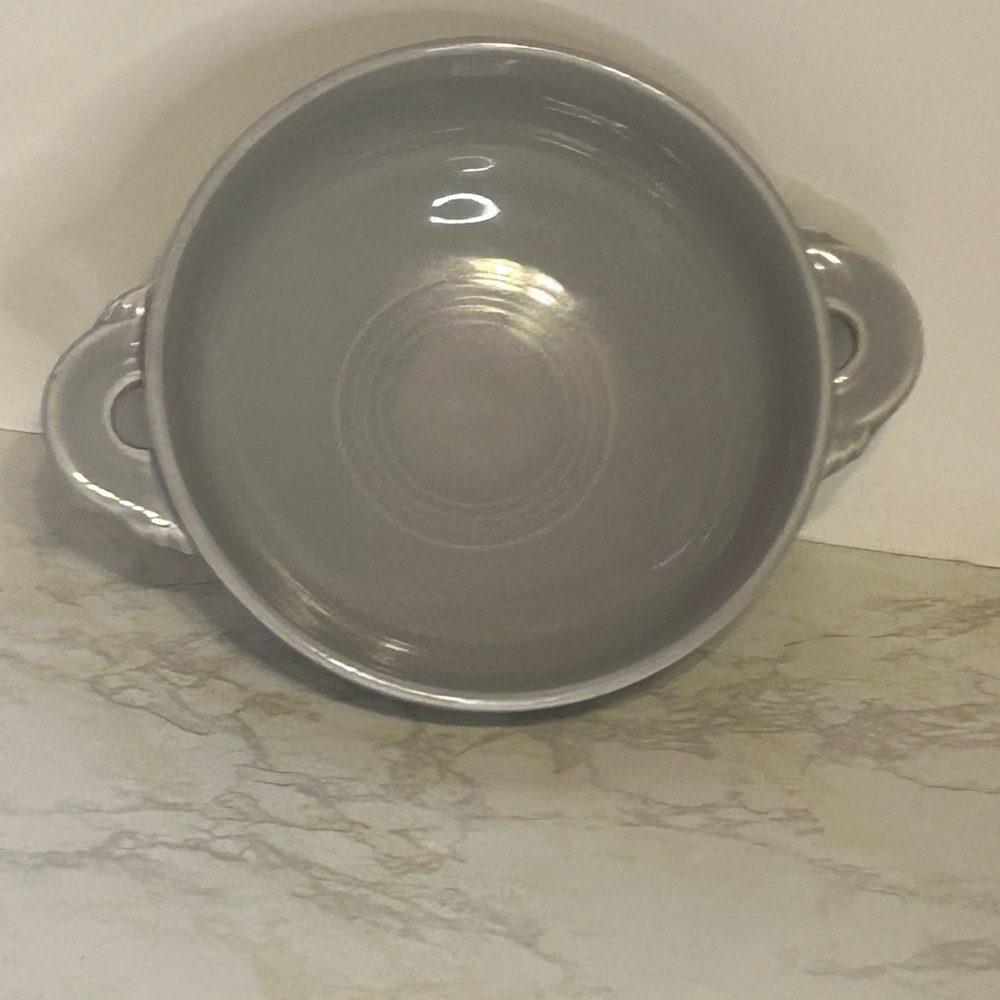 Vintage Fiesta Grey Double Handled Cream Soup Bowl 50’s - Picture 6 of 15